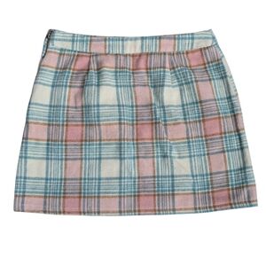 Plaid Soft Flannel Polyester Mini Skirt Pastels